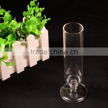 Simple home decor cylinder glass vase with stem for flower arrangement