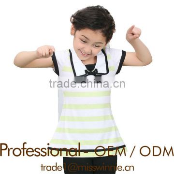 fashion lovely girl's cotton t-shirt with green stripe