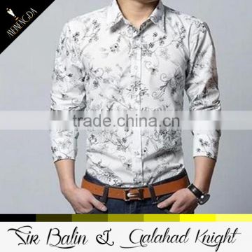 2015 hot-selling high quality long sleeve 95 cotton /5 elastane printed fancy design men shirt