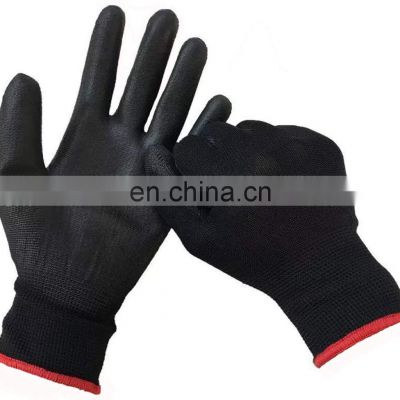 Black Polyamide Knitted Poly Palm-side Coated White PU Gloves PU Lightweight Safety Work Gloves For Automotive Industry