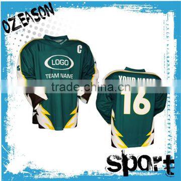 Custom made green ice hockey jersey wholesale price