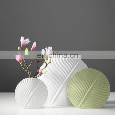 ENO  green leave vase Ceramic home decoration  flower arrangement vase creatives flower ornaments