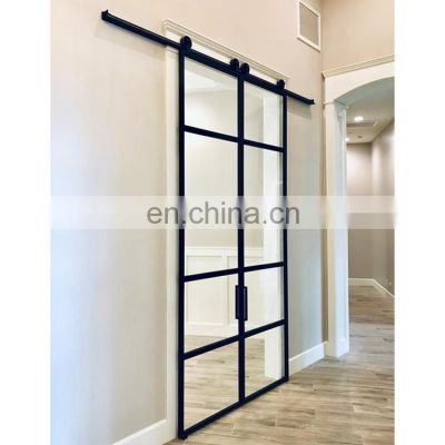 Sliding Door System Barn Profile Black Glass Top Brand Modern Windproof Years Customized Size Customized Colors Push and Pull