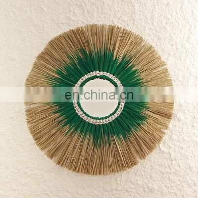 Wholesale Green Natural Seagrass Boho Mirror Decorative Wall Mirror Decor Art Decor Manufacturer Vietnam Supplier