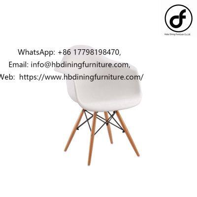 Acrylic plastic wooden leg armrest dining chair
