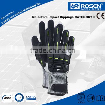 RS SAFETY TPR sewn work glove EN 388 in high cut resistant and impact resistant Nitrile coated glove