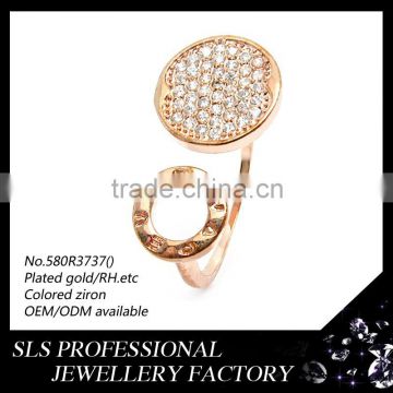 China imitation jewelry ring fashion adjustable ring with rose gold plated and aa zircon gemstone