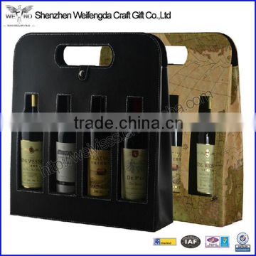Exquisite Design Leather wine holder 4 bottle wine case