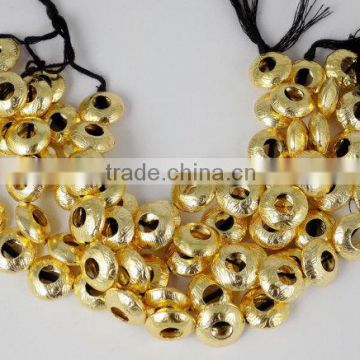 AAA Beautiful Natural 24k Gold Plated Copper Rondelle Round Beads Finding Beads 7 inch 13mm Matte Finish Beads
