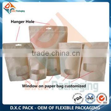 Food Grade Kraft Paper Bag with Window and Zipper