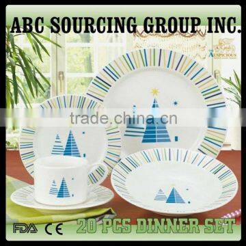 porcelain 20pcs round Christmas design dinner set