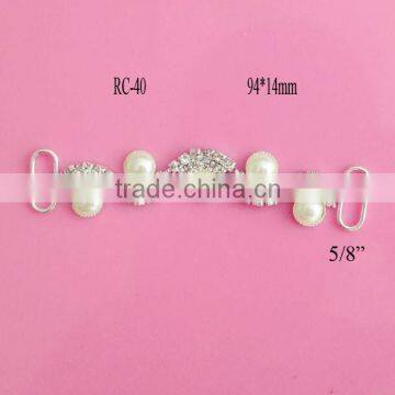 Stock hot selling pearl rhinestone connector for headband/hairwear(RC-40)