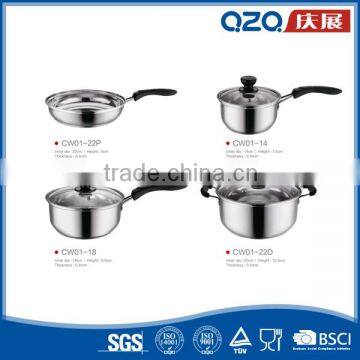 High standard production kitchen wholesale bulk stainless steel pots and pans