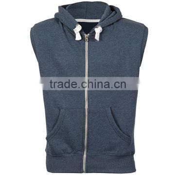 Mens Sleeveless Hooded Vest With Front Zip