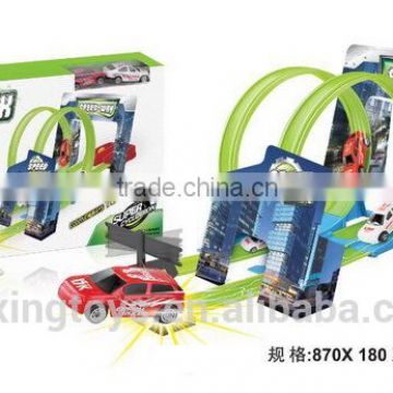 Hot Sale Plastic Kids Railway Toy With 12 PCS Racing Cars