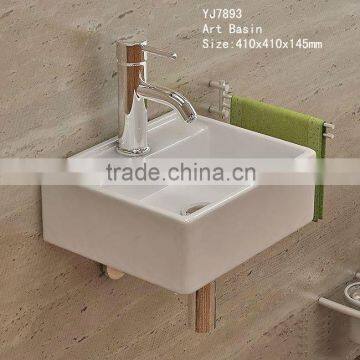 YJ7893 Ceramic Bathroom basin Square Ceramic wall-hung basin
