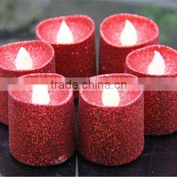 RED glitter christmas holiday decoration led mini candles