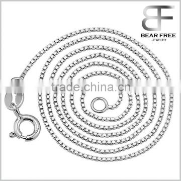 Pure 925 Sterling Silver Italian 0.65mm/0.8mm/1mm/1.5mm Box Link Chain Necklace Nickel Free
