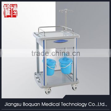 One drawer plastic-steel columns with two buckets medium size ABS hospital trolley