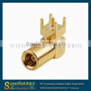 rf connector SMB female crimp right angal 4 holes connector