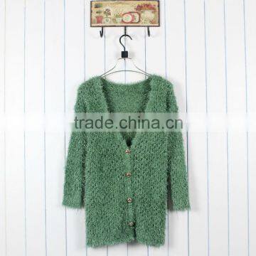 lady fancy yarn knitted cardigan sweater