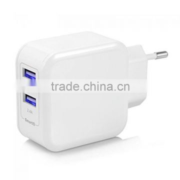 hot sale EU Plug 2 port wall Charger 24W adapter For Iphone