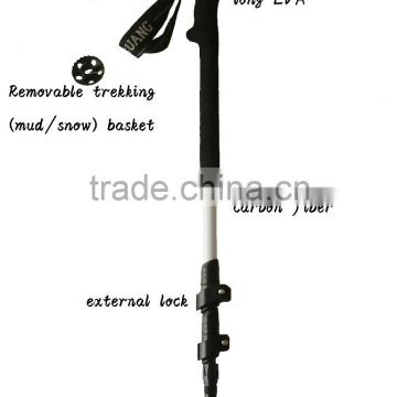 xia guang three sections carbon fiber long EVA white telescopic trekking pole nordic walking stick