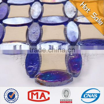 VH Foshan best selling vitreous dark blue crystal white crack ceramic mosaic tile for bathroom tile