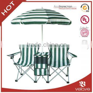 Outdoor folding chair with umbrella