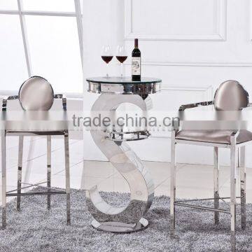 Poplar Simple Stainless Steel S Shape Bar Table