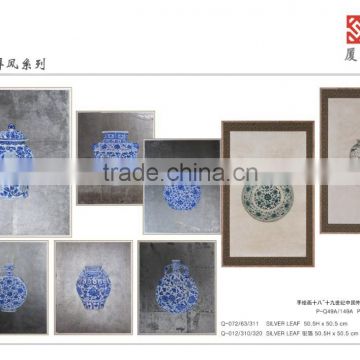 Hand painted Tranditional Chinese Porcelain Silver-leaf Art Screens