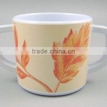 New Design Factory Wholesale Melamine Mugs with Two Handle
