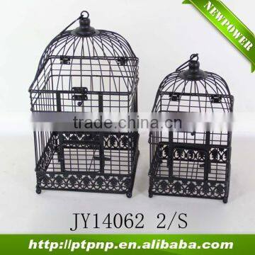 S/2 beautiful design hanging square metal bird cages