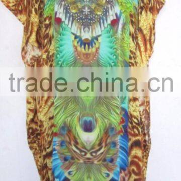 DIGITAL print crepe crystal long kaftan CAFTAN tunic poncho blouse KURTA