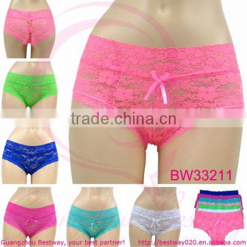 Hot sell very sexy hot transparent soft lace underwear cheap price 3 US sizes for wholesale from Guangzhou Bestway Underwear