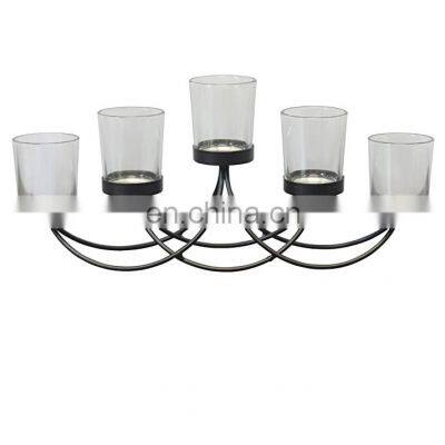 Black Metal Votive Candelabra Decorative Candle Centerpiece Elegant Candle Holders Centerpiece for Weddings Parties Dining Table