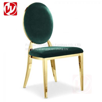 Green Velvet Cushion Round Back Design Fancy Wedding Chair Gold Stainless Steel Banquet Restaurant Chair