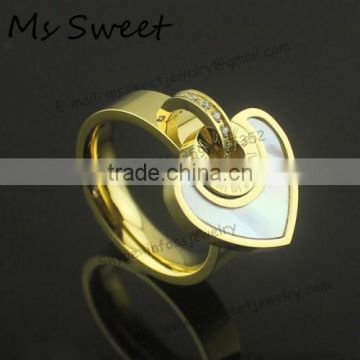 saudi gold jewelry white shell heart ring for wedding