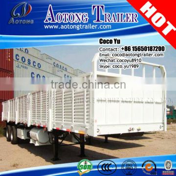 2 Axles 1000mm height Side Wall Open Truck Cargo Utility flatbed Semi Trailer for sale