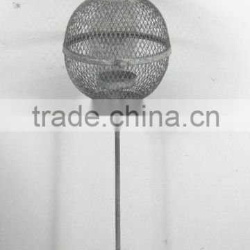 090272F- sphere metal wire candle lantern w/stick
