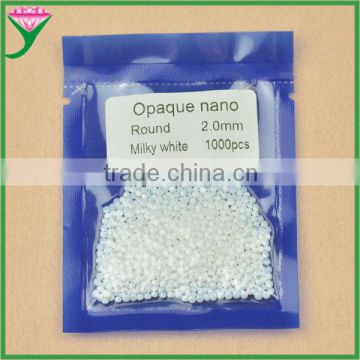 wholesale price 2mm round bulk cut nano milky gemstone