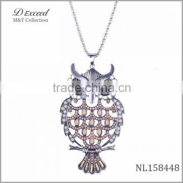 2015 trendy Hot Fancy gold plating owl necklace