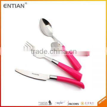 pink handled stainless flatware, plastic handle flatware in flatware sets, set flatware