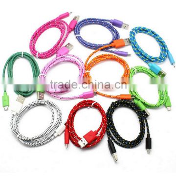 3FT 6FT 9FT Micro USB Tough Flat Nylon Braided USB Data Sync Charger Cable For Android Samsung Galaxy