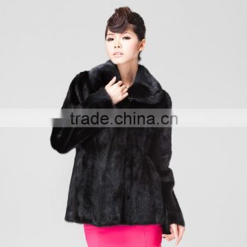 2015 winter natural black mink fur coat wholesale