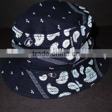 High Quality Cotton Stylish Custom Printed Blue Bucket Hats Wholesales