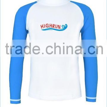 (Hot Selling)Men's blue and white long Sleeve UPF50+ Sun Protection Surf Shirts/bjj Rash Vest