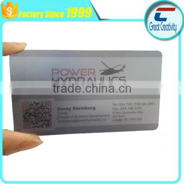 High Quality Transparent Plastic PVC Business Card Printing