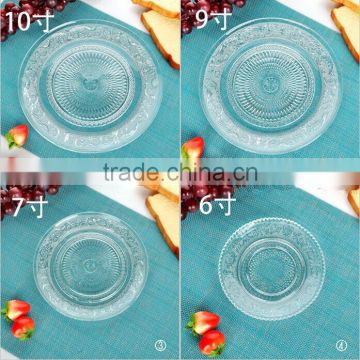 ZIBO hot selling differernt sizes clear glass dinner plate