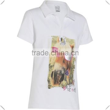 Children's Short-Sleeved Horse Riding Polo Shirt White sublimation printing custom wholesale